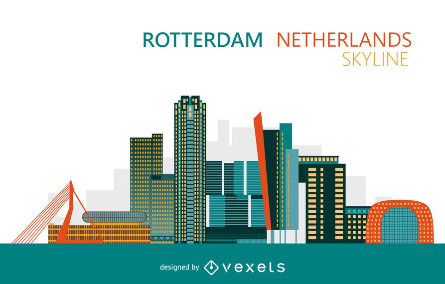 Skyline colorida de Rotterdam Holanda Skyline colorida de Rotterdam Holanda