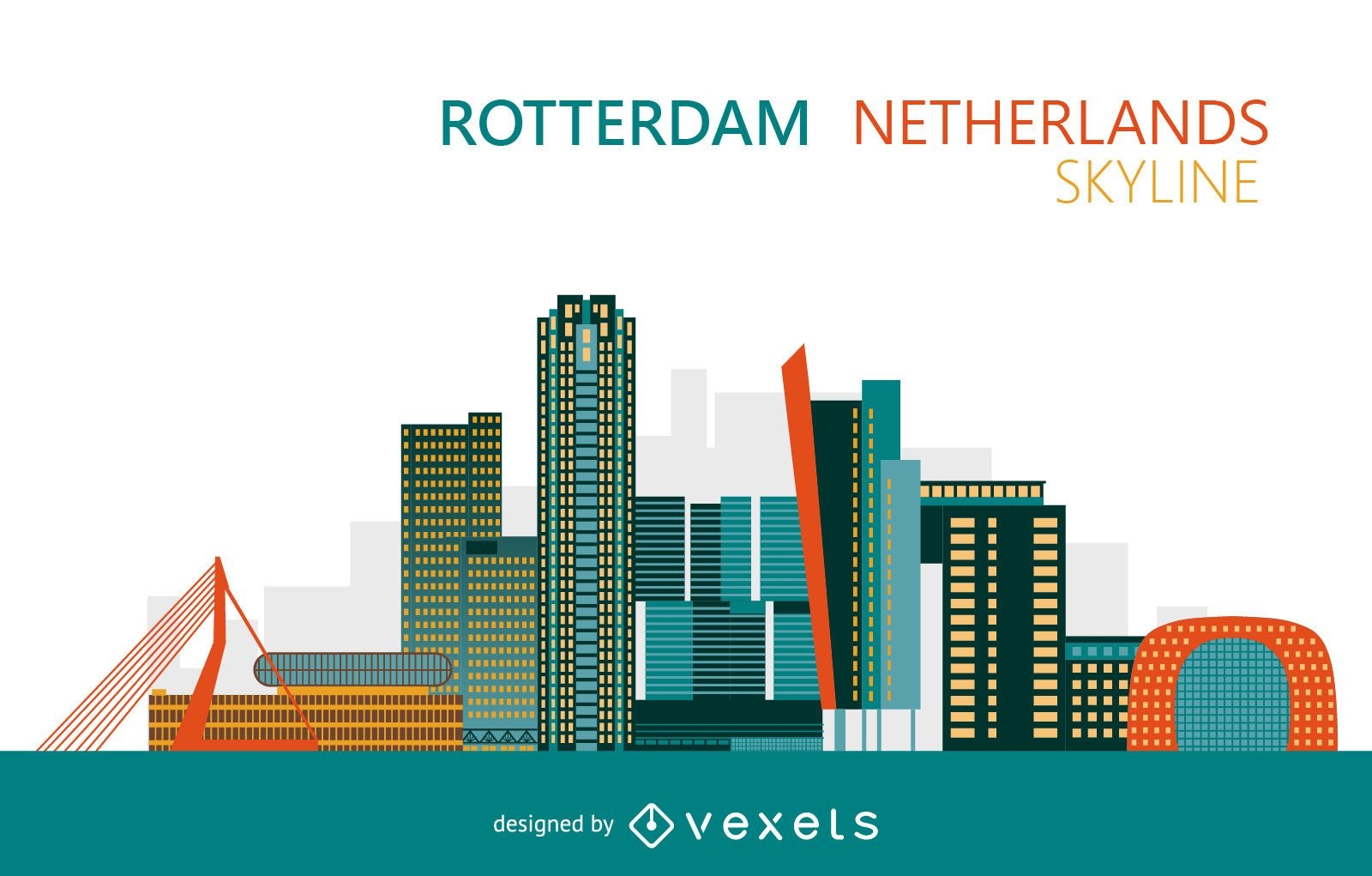 Bunte Skyline von Rotterdam Niederlande