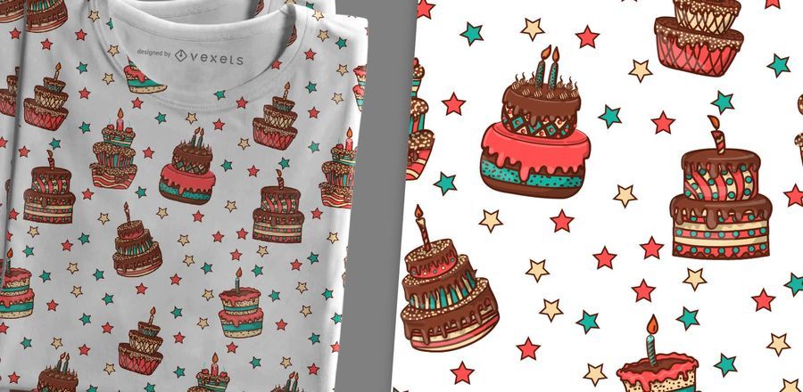 Hand-drawn cakes pattern Hand-drawn cakes pattern