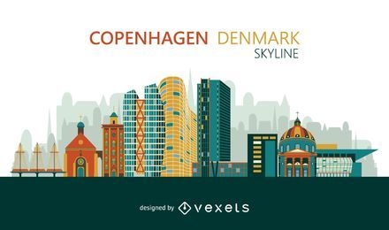Colorful Copenhagen skyline