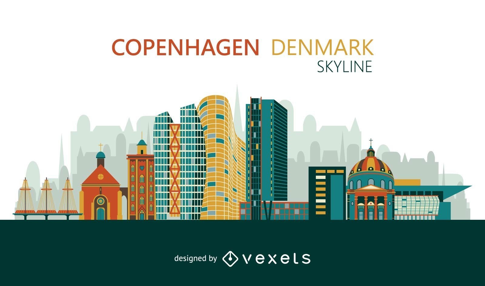 Bunte Skyline von Kopenhagen