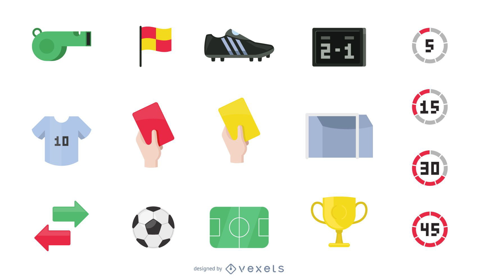 Colección de iconos de fútbol plano