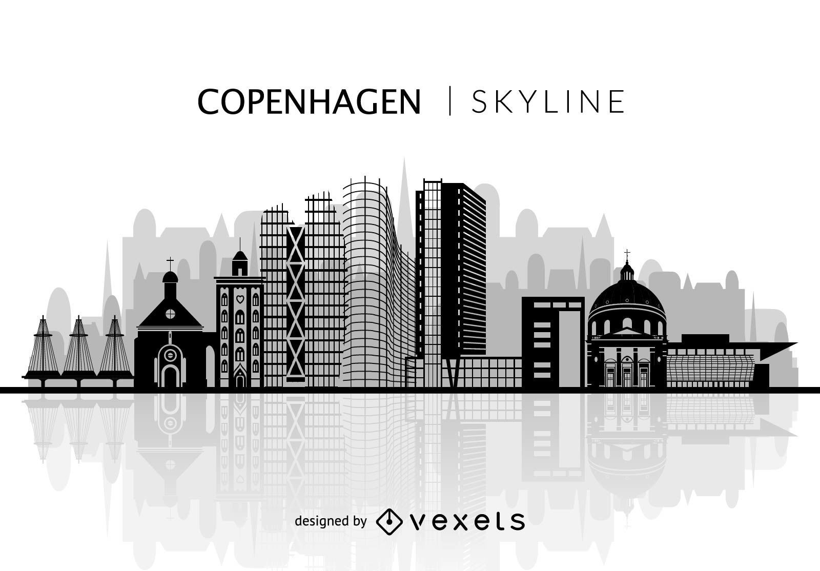 Silueta del horizonte de Copenhague
