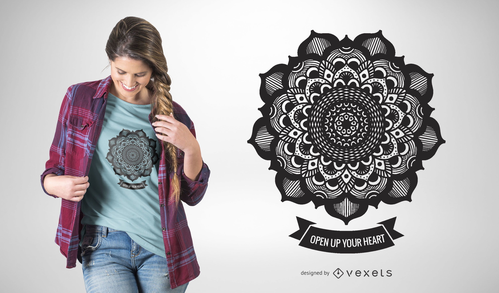 Illustrated mandala t-shirt design