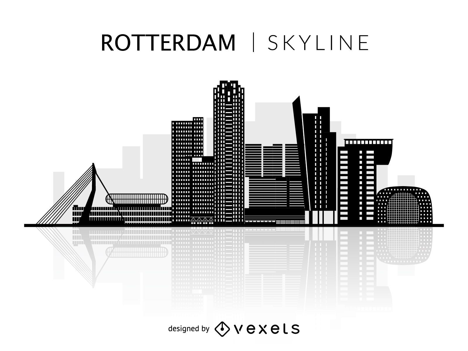 Rotterdam silhouette skyline