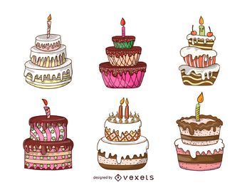 Isolated cake illustration set Isolated cake illustration set