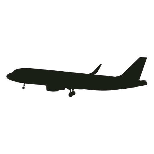 Avión aterrizando silueta vista lateral Diseño PNG