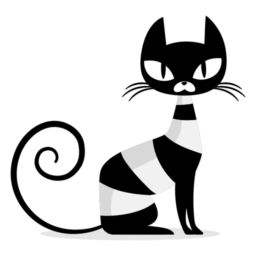 Cat Sitting Cartoon Icon. Funny Black Wh Graphic by onyxproj