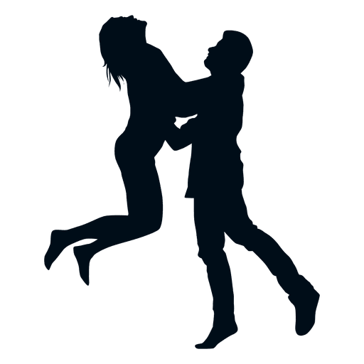 Boy lifting girlfriend silhouette PNG Design