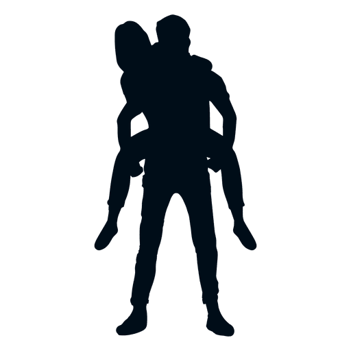 Boy wearing girlfriend on back silhouette