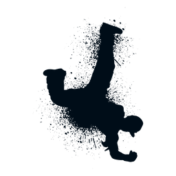 Break dance windmill splash paint silhouette PNG Design