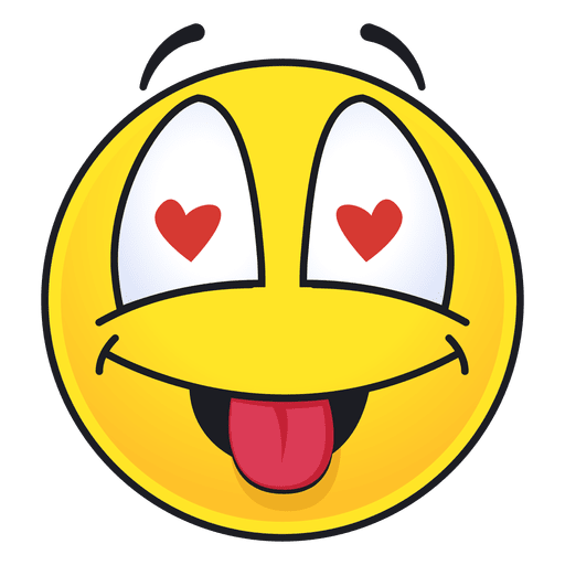 Cute inlove tongue out emoticon PNG Design