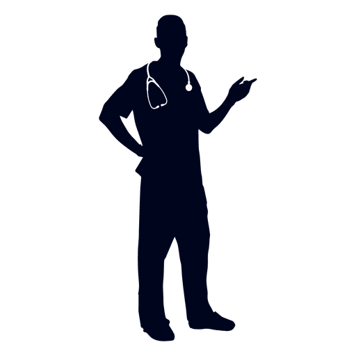 Doctor pointing silhouette
