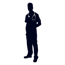 Doctor wearing stethoscope silhouette PNG Design
