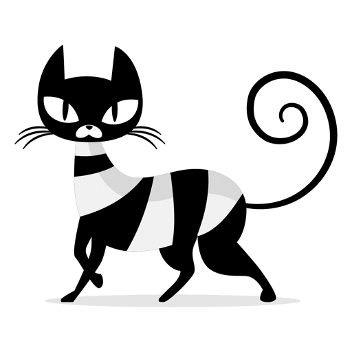 Elegant black cat cartoon PNG Design