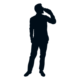 Silueta de hombre elegante bebiendo Diseño PNG