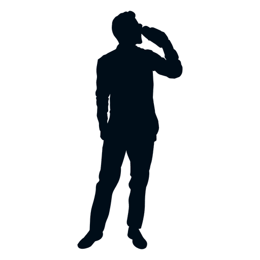 Elegant man drinking silhouette PNG Design