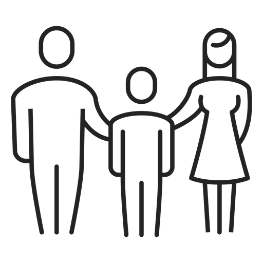 Family with boy child stroke PNG Design