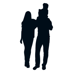 Familia con niño en silueta de hombros Diseño PNG