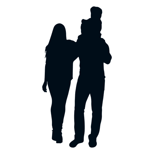 Family with child on shoulders silhouette PNG Design
