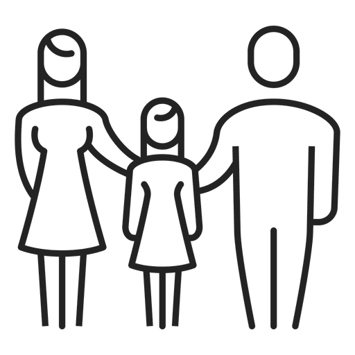 Família com menina derrame Desenho PNG