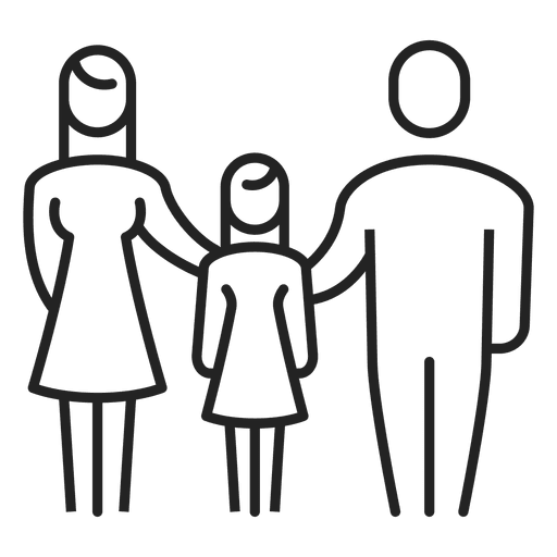 Family with girl child stroke PNG Design