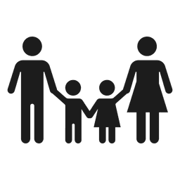 Icono de familia con dos hijos Transparent PNG