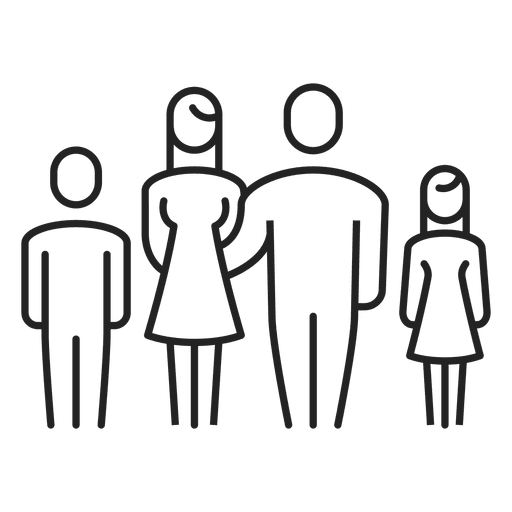 Family with two children stroke PNG Design
