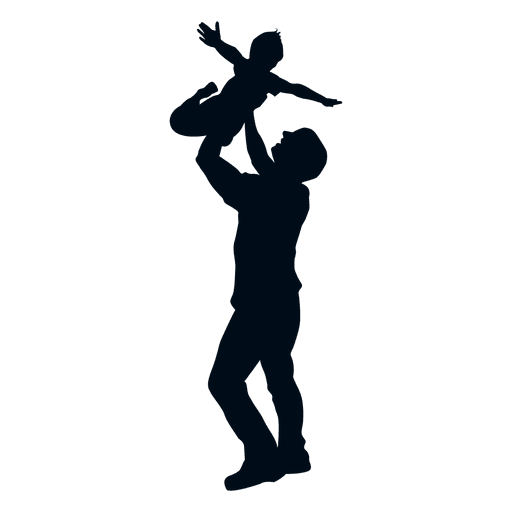 Father throwing child silhouette