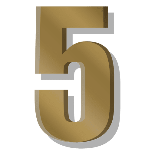Símbolo da figura cinco da barra de ouro Desenho PNG