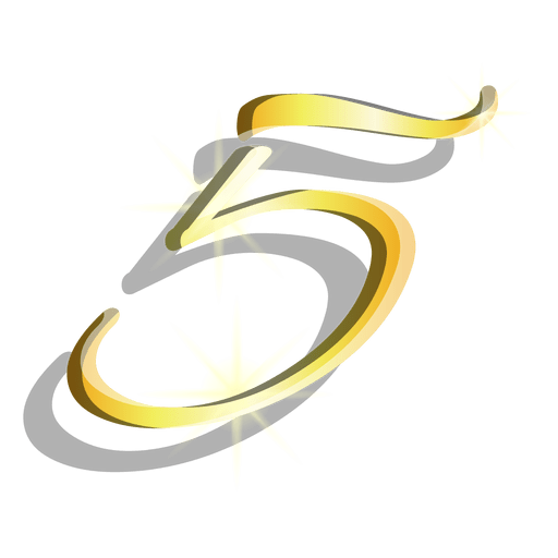 Figura de oro cinco símbolo artístico Diseño PNG