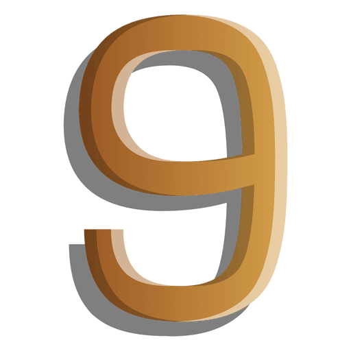 Gold figure nine solid symbol PNG Design