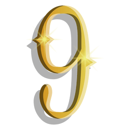 Gold figure nine symbol PNG Design