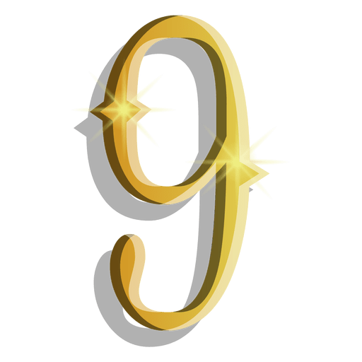 S?mbolo de oro figura nueve Diseño PNG