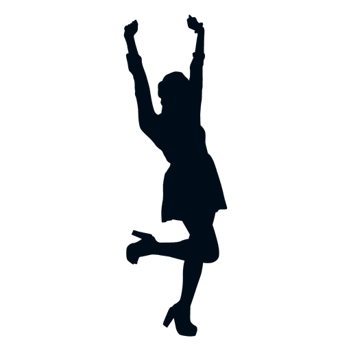 Happy girl jumping silhouette happy silhouette