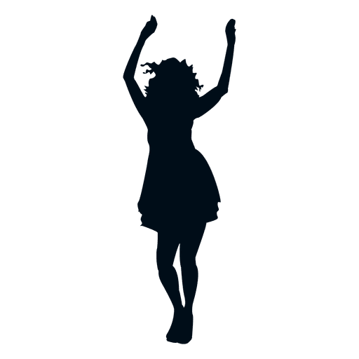 Happy girl raising hands silhouette PNG Design