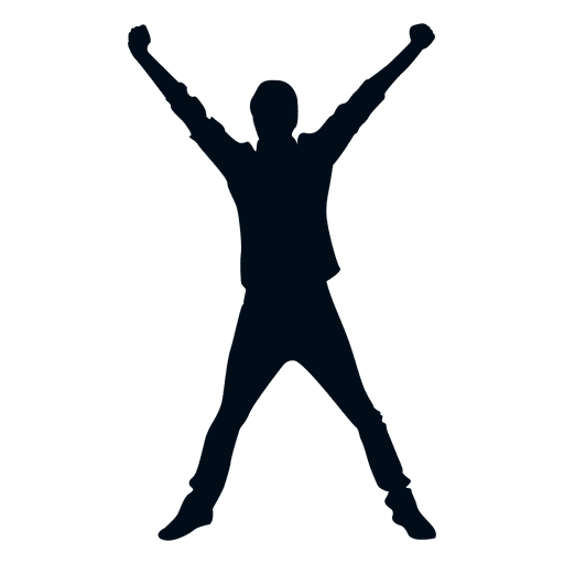 Happy man jumping silhouette happy silhouette