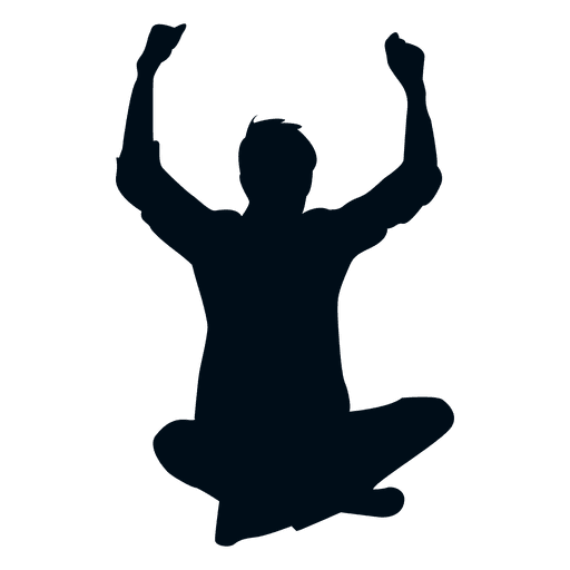 Happy man sitting silhouette PNG Design
