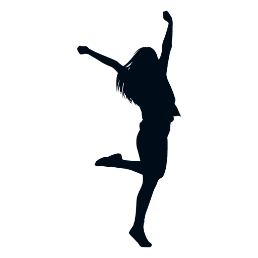 Happy woman jumping silhouette happy silhouette