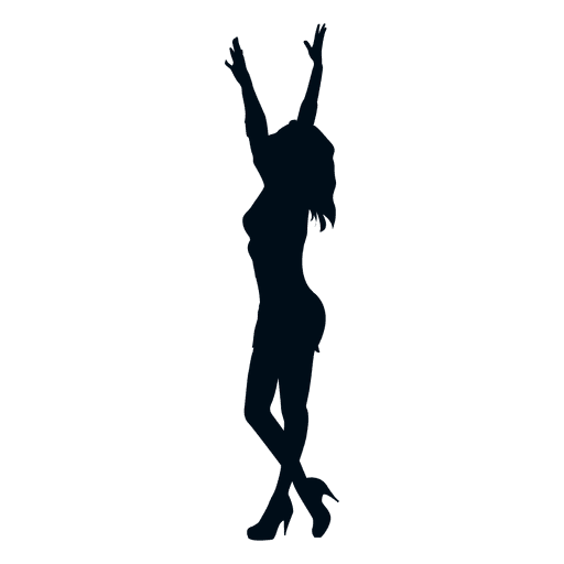 Happy woman raising hands silhouette PNG Design