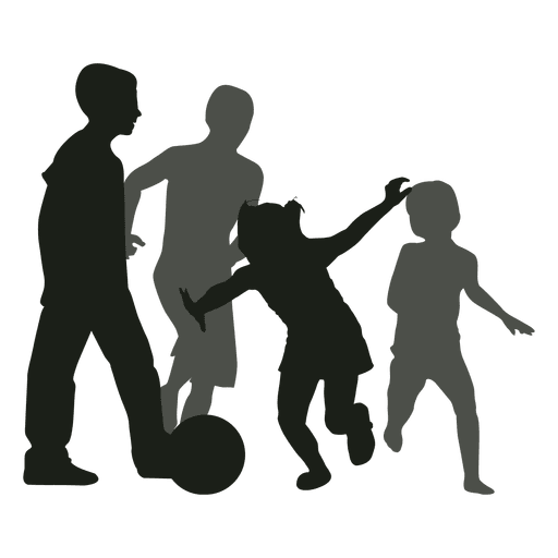 Download Kids chasing ball silhouette - Transparent PNG & SVG vector file