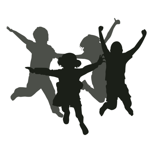 children jumping silhouette