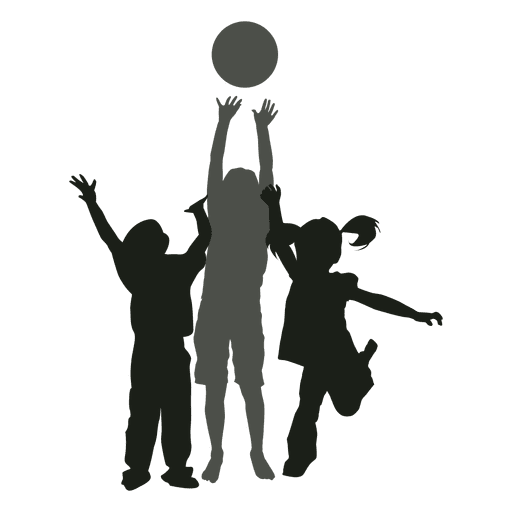 Kids playing with ball silhouette kids PNG Design