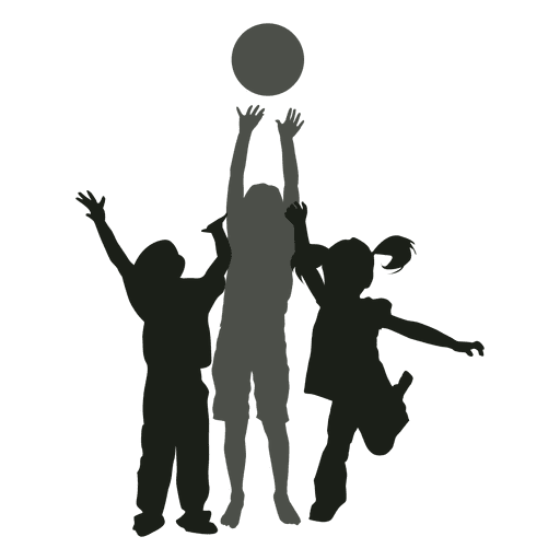 Kinder spielen mit Ball Silhouette Kinder PNG-Design