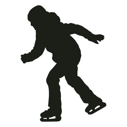 Little boy ice skating silhouette PNG Design