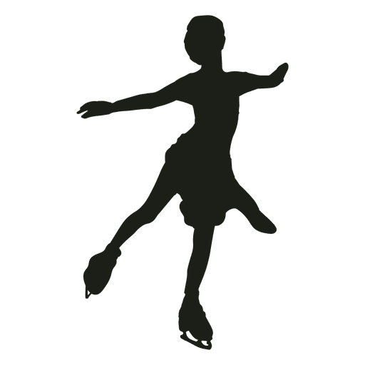 Little girl ice skating silhouette PNG Design
