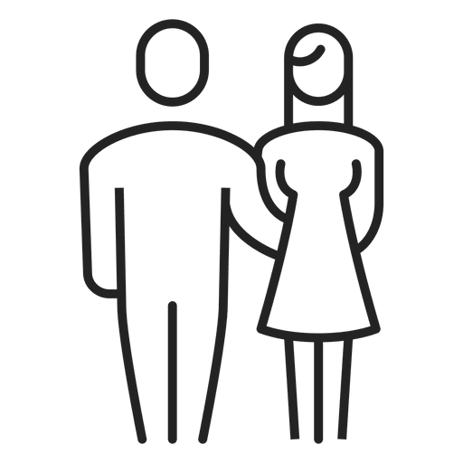 Man and woman family stroke PNG Design