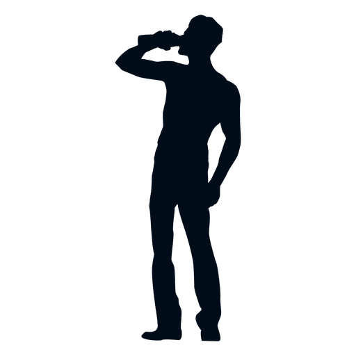 Man drinking from bottle silhouette PNG Design