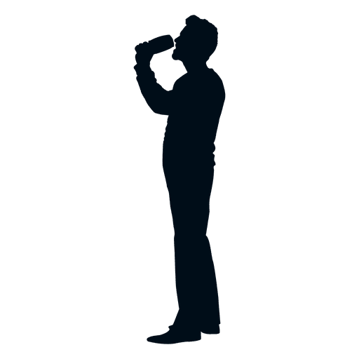 Homem bebendo silueta vista lateral Desenho PNG