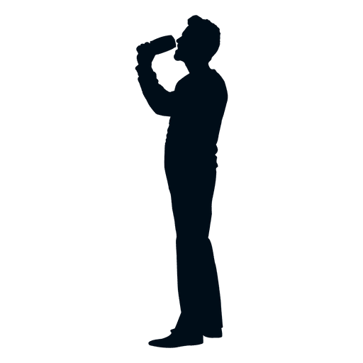 man drinking beer silhouette